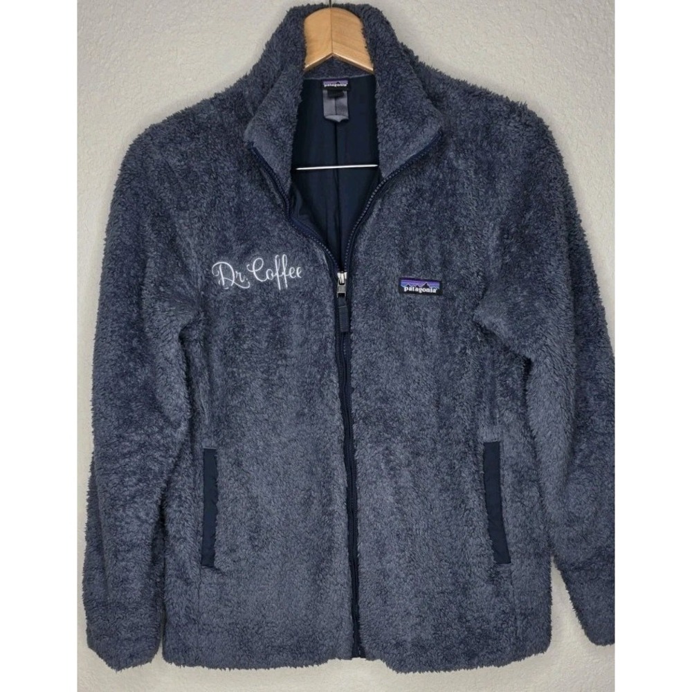 Patagonia Women S Los Gatos Fleece Jacket Coat Full Zip Gray Fluffy Coffee Logo